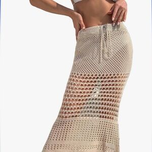 Elegant Tan Crochet Beach Coverup